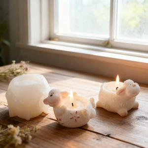 Easter sheep silicone candle mold for DIY handmade plaster flower pots and crafts