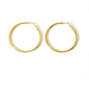 Classic oversized 18K gold-plated stainless steel hoop earrings for women in shiny finish