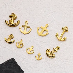 Anchor Helm Pendants Stainless Steel Rhinestone DIY Handmade Jewelry Accessories Ocean Nautical Style Charms For Necklace