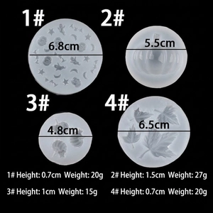 Silicone pumpkin and maple leaf baking molds with detailed dimensions and weights
