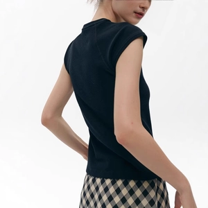 Slim fit black raglan t-shirt showing detailed back seam construction and knit texture