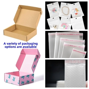 Selection of cardboard shipping boxes, self-seal poly bags and bubble mailers for e-commerce