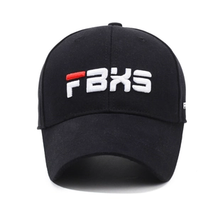 Classic black baseball cap with 3D FBKS letter embroidery and red stripe accent