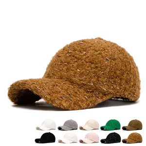 Winter faux lamb wool baseball cap available in multiple colors with warm thermal design