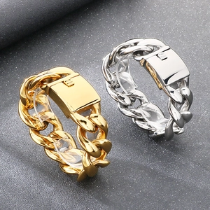 Heavy 30mm Cuban link bracelet in gold and silver finish with square folding clasps