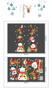 Christmas snowman and animals wall stickers set with layout dimensions 100x85cm