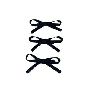 Set of three elegant black ribbon bow duckbill hair clips for women hair styling