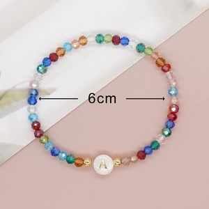 Bracciale fatto a mano con perline di cristallo colorate stile Boho e lettera A, diametro 6cm