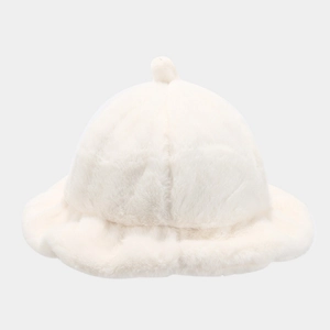 Chapeau bob d'hiver en fausse fourrure blanche avec pompon pour une chaleur douce