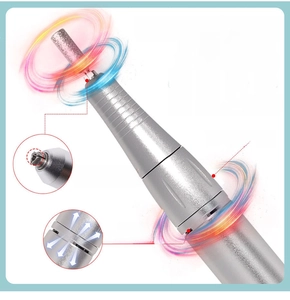 Detail of the electric nail drill with 45000RPM three-petal lock and cooling vents design