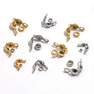 Stainless Steel Clamshell Bead Tips And Crimp Beads Connectors For Handmade DIY Jewelry Making Necklace Bracelet