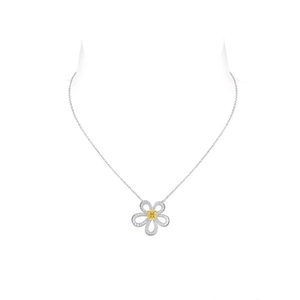 Elegant S925 sterling silver sunflower necklace with yellow radiant-cut gemstone pendant