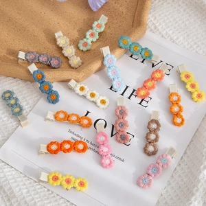 Handmade Embroidery Flower Hair Clips Cotton Fabric Floral Duckbill Side Pins For Toddler Girls Kids Cute Accessories