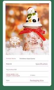 Dettaglio del nastro PET opaco serie Isola di Natale con motivi decorativi festivi