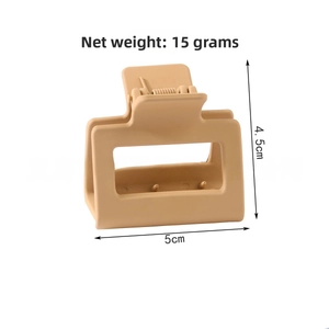 Detail view of 5cm square matte beige shark hair claw clip showing precise dimensions