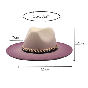 Detailed dimensions of the gradient jazz fedora showing 56-58cm head size and 7cm brim