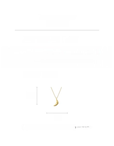 Detail view of 18k gold plated croissant pendant with 75cm chain and size measurements