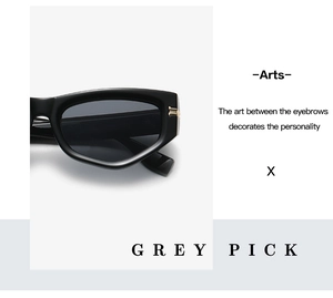 Detailed close-up of retro black cat-eye sunglasses featuring premium gold metal hinges