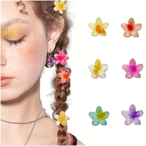 Plumeria Flower Hair Claw Clips Resin Acrylic Gradient Summer Beach Vacation Style Elegant Hair Styling Accessories For Women