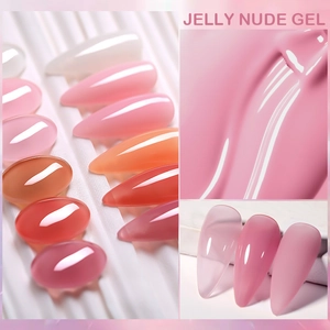 Jelly Nude Gel Nagellack-Set mit glänzend halbtransparenten Rosa- und Pfirsichtönen