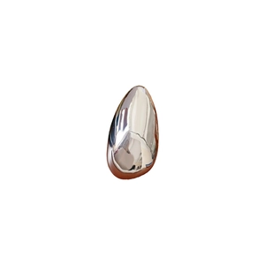 Minimalist silver irregular oval metallic brooch with a polished mirror finish for women