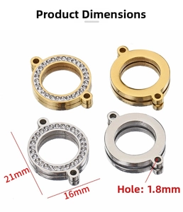 Detailed view of 21mm 18k gold plated stainless steel double ring connectors for DIY jewelry