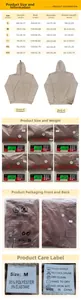 Detailed size chart for solid loose hoodie showing measurements from S to 3XL in CM and INCH