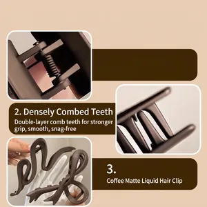 Brown matte shark hair claw clip for women featuring double-row teeth and strong spring