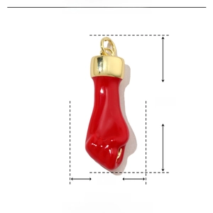 Detailed parameter chart for 30mm red enamel fist pendant made of copper and enamel