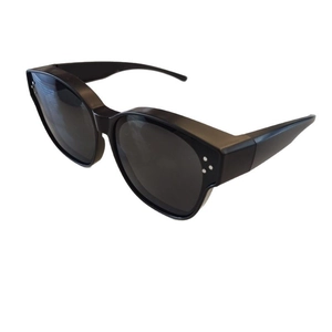 Classic black TR90 oversized polarized sunglasses with stylish side rivet detailing