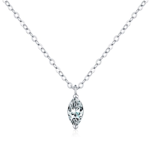 Elegant S925 sterling silver necklace featuring a marquise-cut moissanite pendant