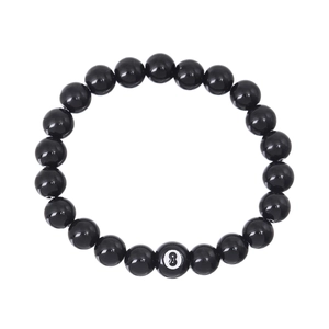 Fashionable black billiard number 8 beaded bracelet for men and women in obsidian style
