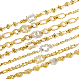 Elegant gold-plated stainless steel bracelets featuring heart charms and zircon stones
