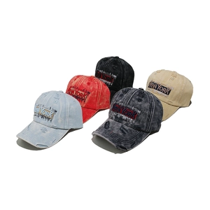 New York embroidered vintage washed baseball caps in five distressed colors for street style