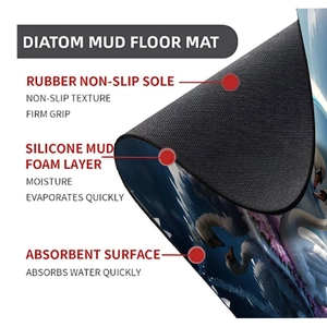 Detail view of swan print diatom mud mat showing absorbent foam and non-slip rubber layers