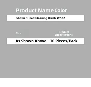 Detailed specifications for white shower head hole cleaning brushes in a 10-piece pack