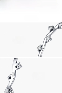 Macro detail of S925 sterling silver irregular vine ring with 5A grade zircon stones