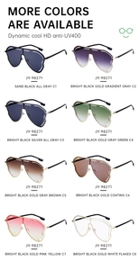 Matrix display of eight color options for stylish oversized shield UV400 sunglasses