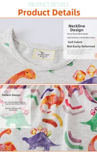 Détail du col d'une robe en coton pour fille avec imprimé dinosaure et étiquette