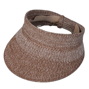 Visière de soleil tricotée pour femme marron et blanc avec bandeau intérieur élastique