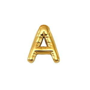 Polished 18K gold balloon letter A pendant necklace with high gloss metallic finish