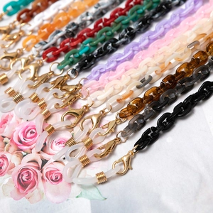 Colorful acrylic leopard print mask and glasses chains with gold lobster clasps