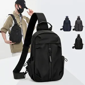 Men's Waterproof Oxford Cloth Chest Bag Crossbody Shoulder Bag With USB Charging Port Multi-Pocket Casual Travel