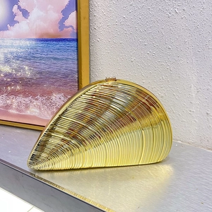 Shell Shaped Evening Clutch Bag Acrylic Metal Texture Luxury Wedding Party Handbag With Detachable Chain For Women