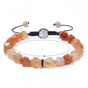 Naturstein Achat Lebensbaum Perlenarmband mit 8mm Perlen und verstellbarem Kordelzug