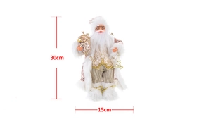 Rose gold Santa Claus doll ornament dimensions showing 30cm height and 15cm width