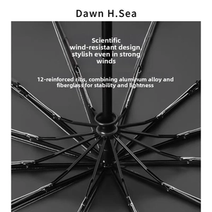 Detail of 12-rib reinforced umbrella frame with aluminum and fiberglass windproof structure
