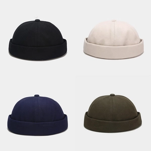 Docker Hat Cotton Brimless Cap Adjustable Solid Color Retro Streetwear Miki Hat Skullcap Unisex Fashion Accessory