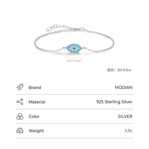S925 sterling silver devil eye bracelet with turquoise and sparkling cubic zirconia stones