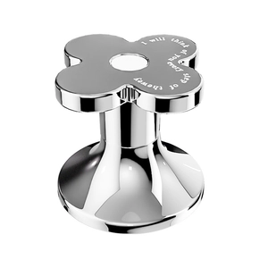 Polished silver clover-shaped toilet press button with engraved inspirational text